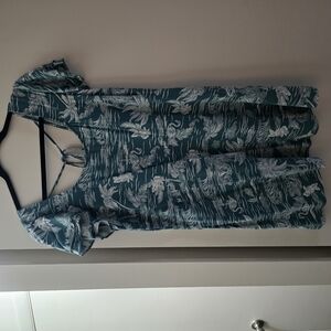 Teal and White Patterned Dress